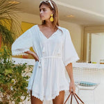 White Beach Dress Lace Cover-up
