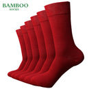 Match-Up  Men Bamboo red Socks Breathable Anti-Bacterial man Business Dress Socks (6 Pairs/Lot)