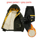Plus Size 9xl 8xl Men Tracksuit Suit Winter Thicken 2 Pieces Hooded Fleece Jacket Sets Army Green Black Oversize Male Sportswear